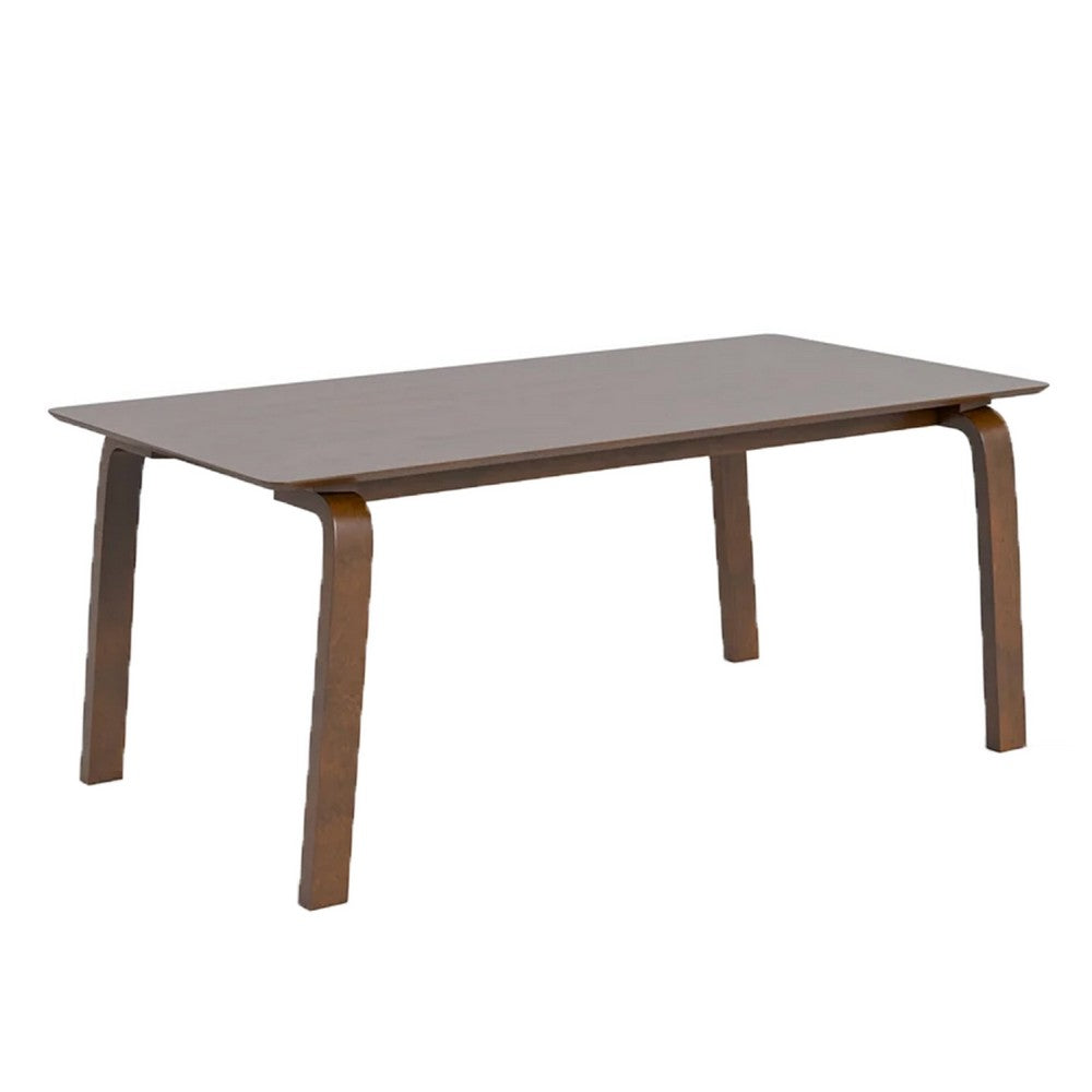 Iken Dining Table, 71 Inch Rectangular Top in Walnut Brown Solid Wood - BM342325