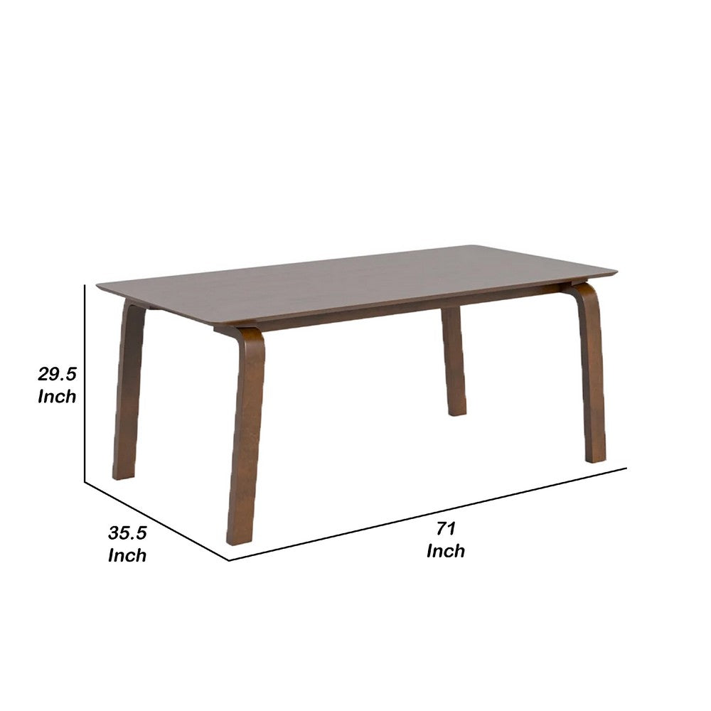 Iken Dining Table, 71 Inch Rectangular Top in Walnut Brown Solid Wood - BM342325