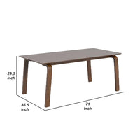 Iken Dining Table, 71 Inch Rectangular Top in Walnut Brown Solid Wood - BM342325