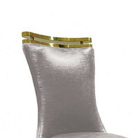 Pedy Dining Side Chair Set of 2, Gray Faux Leather, Gold Saber Legs - BM342327
