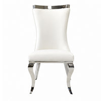 Bedy Dining Side Chair Set of 2, Textured White Velvet, Silver Saber Legs - BM342328