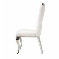 Bedy Dining Side Chair Set of 2, Textured White Velvet, Silver Saber Legs - BM342328