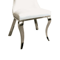 Bedy Dining Side Chair Set of 2, Textured White Velvet, Silver Saber Legs - BM342328