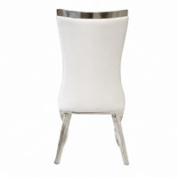 Bedy Dining Side Chair Set of 2, Textured White Velvet, Silver Saber Legs - BM342328
