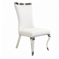 Bedy Dining Side Chair Set of 2, Textured White Velvet, Silver Saber Legs - BM342328