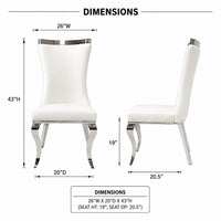 Bedy Dining Side Chair Set of 2, Textured White Velvet, Silver Saber Legs - BM342328