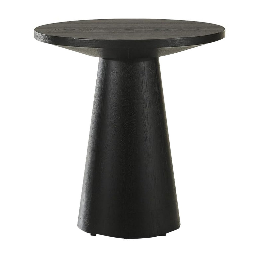 Kily Side End Table, Cone Pedestal Base, 20 Inch Round Top in Black - BM342331