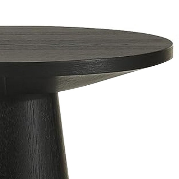 Kily Side End Table, Cone Pedestal Base, 20 Inch Round Top in Black - BM342331