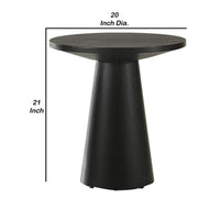 Kily Side End Table, Cone Pedestal Base, 20 Inch Round Top in Black - BM342331