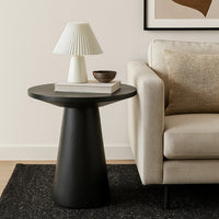 Kily Side End Table, Cone Pedestal Base, 20 Inch Round Top in Black - BM342331