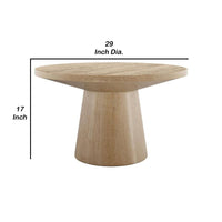 Kily Coffee Table, Pedestal Base, 29 Inch Round Top in Oak Brown - BM342332
