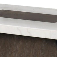 Asten Coffee Table, 48 Inch White Marble, Walnut Brown Pedestal Base - BM342333