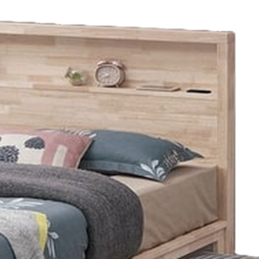 Gilu Twin Size Bed, Bookcase Headboard, 2 Drawer Footboard, Whitewash - BM342337