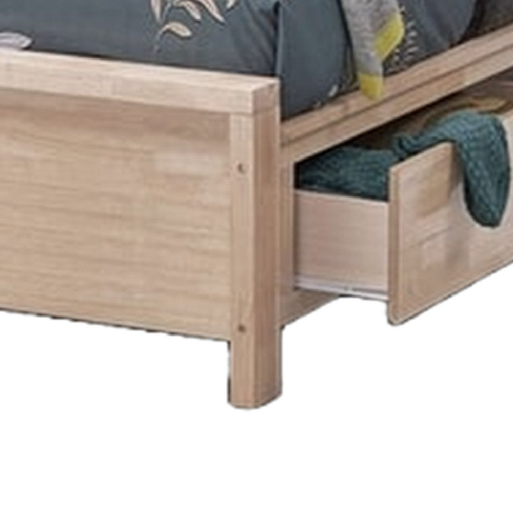 Gilu Twin Size Bed, Bookcase Headboard, 2 Drawer Footboard, Whitewash - BM342337