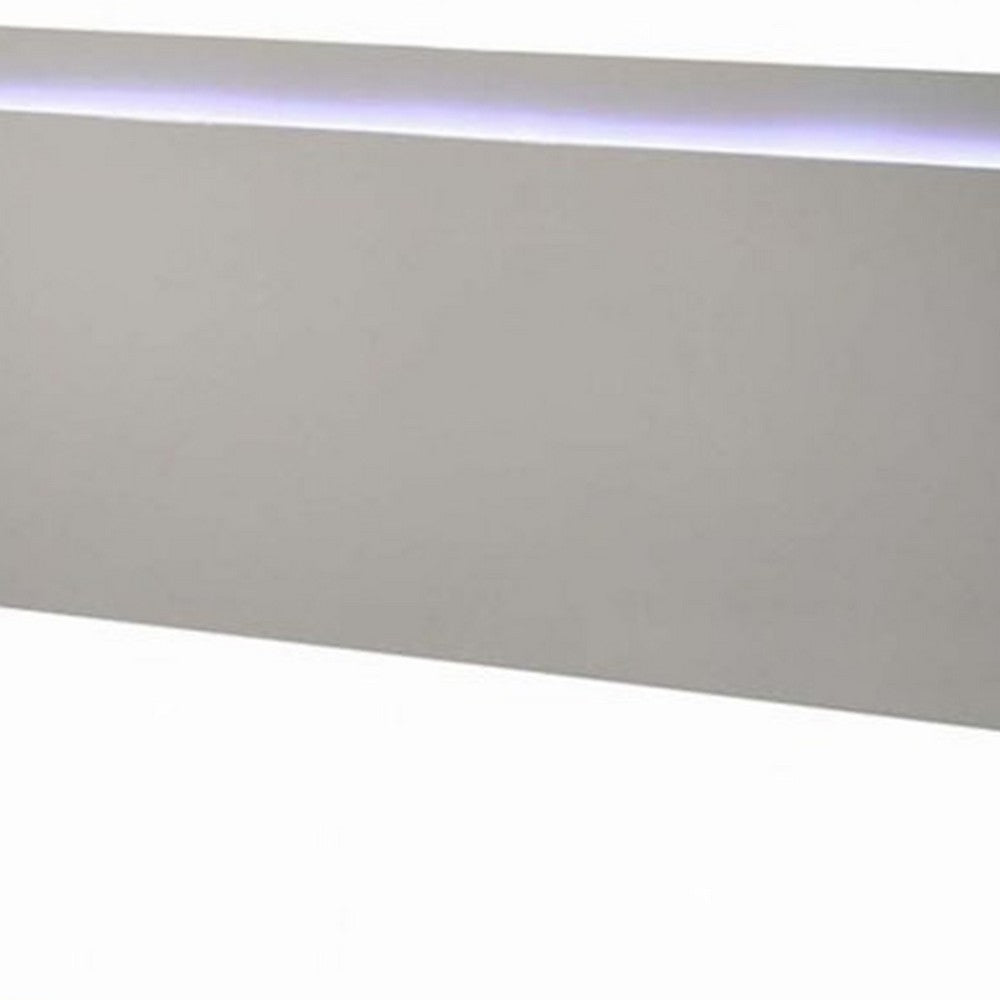 Suni King Size Bed w LED Headboard, Light Taupe Gray Wood Frame - BM342338