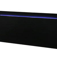 Suni Queen Size Bed w LED Headboard, Piano Black Wood Frame - BM342341