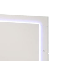 Suni Queen Size Bed w LED on Headboard, White Wood Frame, Chrome Legs - BM342342