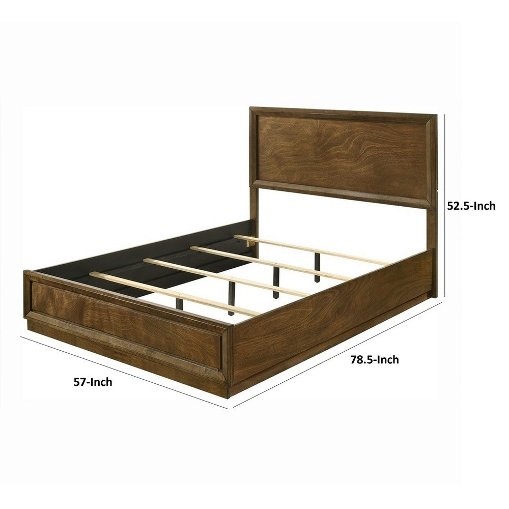 Rouk Full Size Bed w Panel Headboard, Walnut Brown Okume Veneer - BM342345