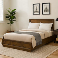 Rouk Full Size Bed w Panel Headboard, Walnut Brown Okume Veneer - BM342345