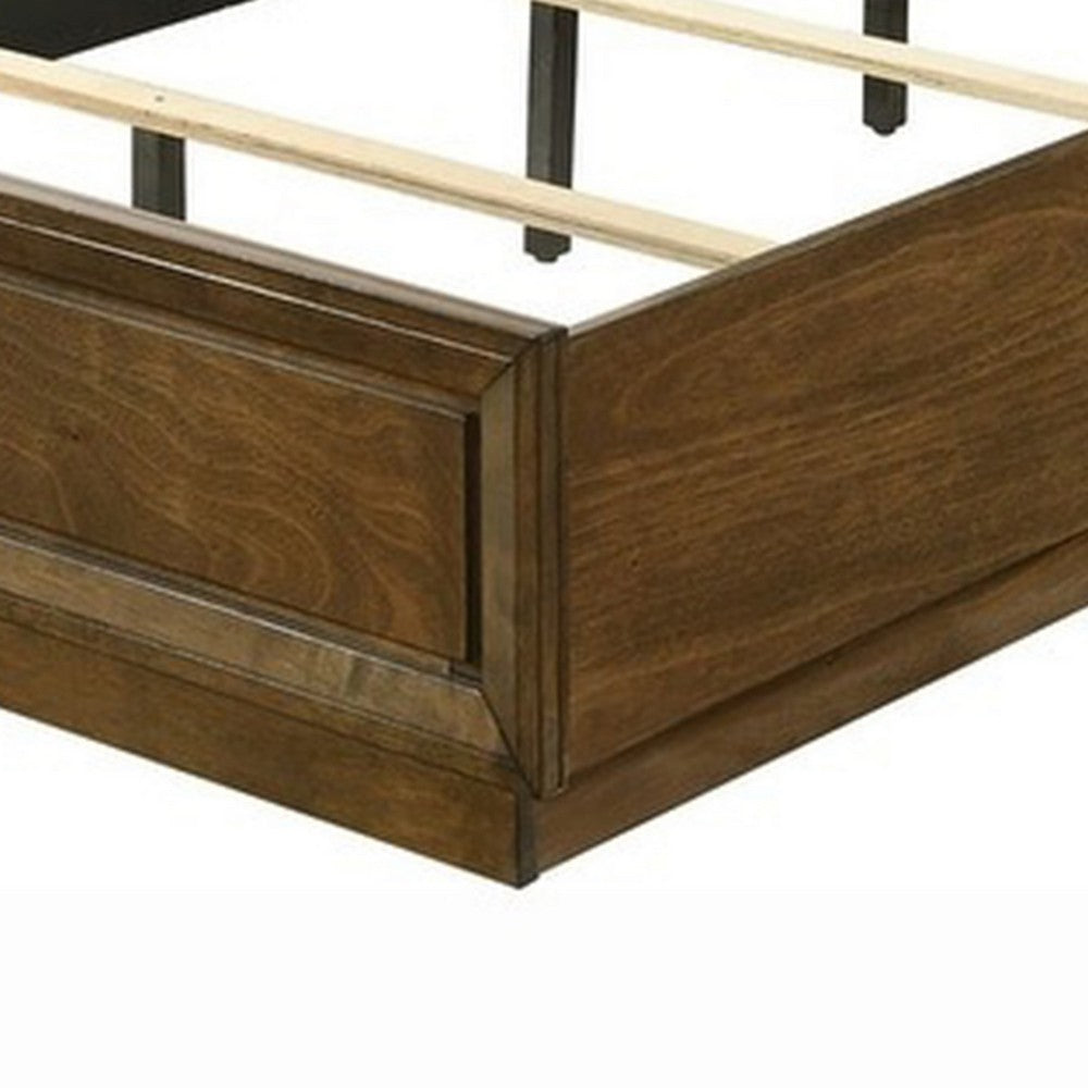 Rouk Queen Size Bed w Panel Headboard, Walnut Brown Okume Veneer - BM342346