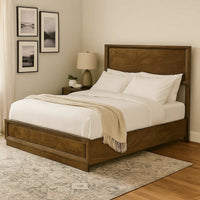 Rouk Queen Size Bed w Panel Headboard, Walnut Brown Okume Veneer - BM342346