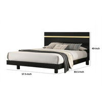 Yoki Full Size Bed w Underbed LED, Acrylic Gold Trim, Black Frame - BM342349