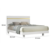 Yoki Full Size Bed w Underbed LED, Acrylic Gold Trim, White Frame - BM342352
