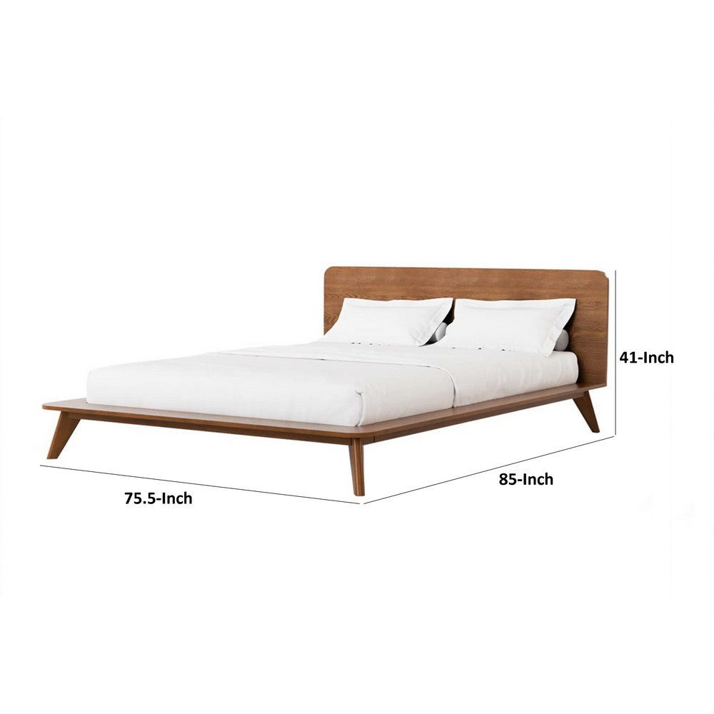 Stacy King Size Bed w Panel Headboard, Angled Legs, Walnut Brown Wood  - BM342360