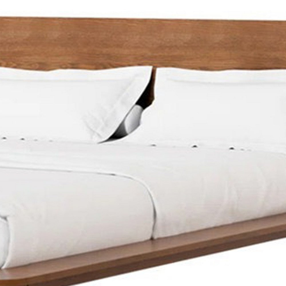 Stacy Full Size Bed w Panel Headboard, Angled Legs, Walnut Brown Wood  - BM342361