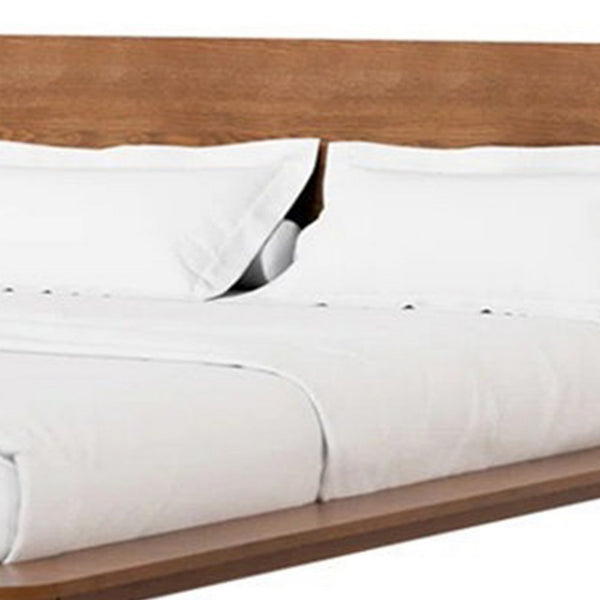 Stacy Full Size Bed w Panel Headboard, Angled Legs, Walnut Brown Wood  - BM342361