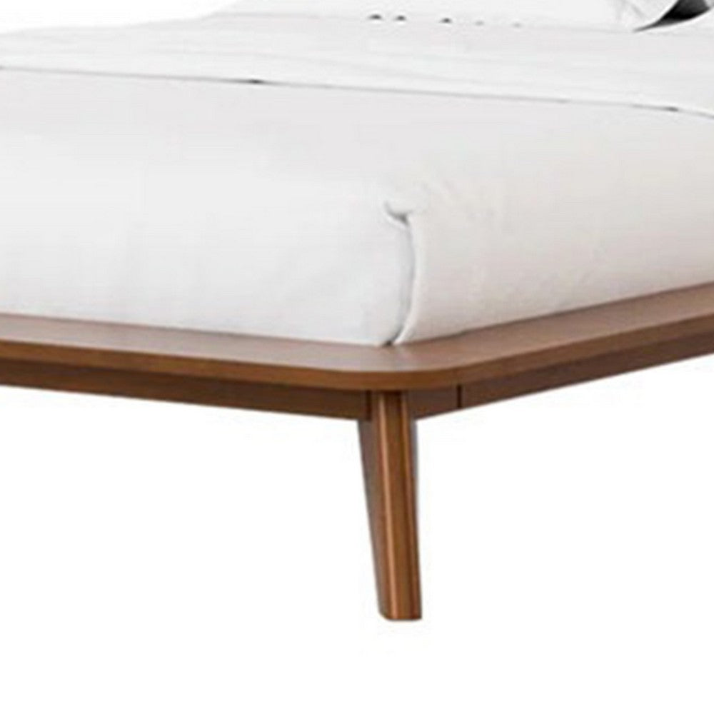 Stacy Full Size Bed w Panel Headboard, Angled Legs, Walnut Brown Wood  - BM342361