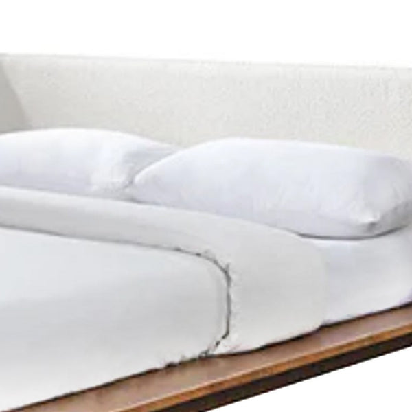 Linzy King Size Bed w Beige Boucle Winged Headboard, Walnut Brown  - BM342362