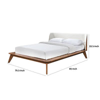 Linzy King Size Bed w Beige Boucle Winged Headboard, Walnut Brown  - BM342362