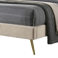 Vevy Queen Size Bed, Chevron Tufted Beige Flannelette Upholstery - BM342366