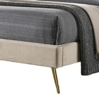 Vevy Twin Size Bed, Chevron Tufted Beige Flannelette Upholstery - BM342367