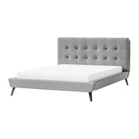 Levy Full Size Bed, Button Tufted Headboard, Modern Gray Upholstery - BM342370