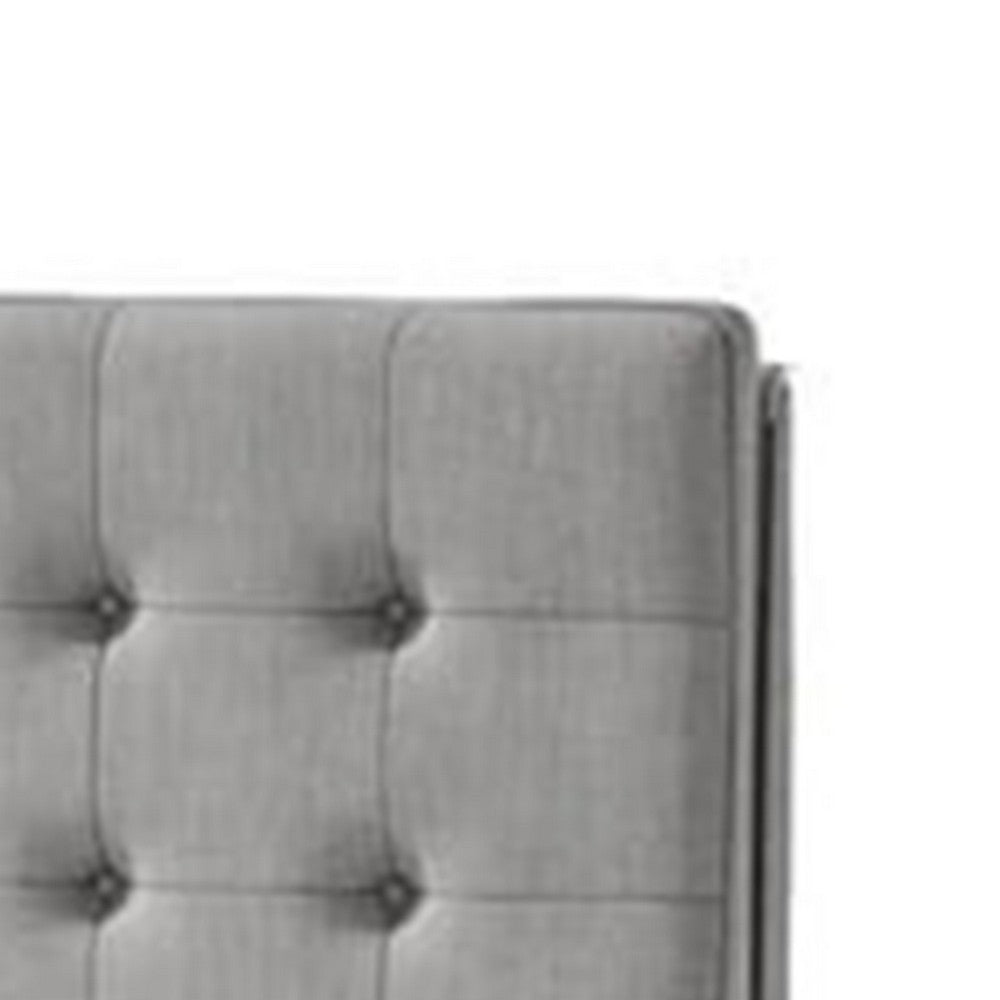 Levy Full Size Bed, Button Tufted Headboard, Modern Gray Upholstery - BM342370