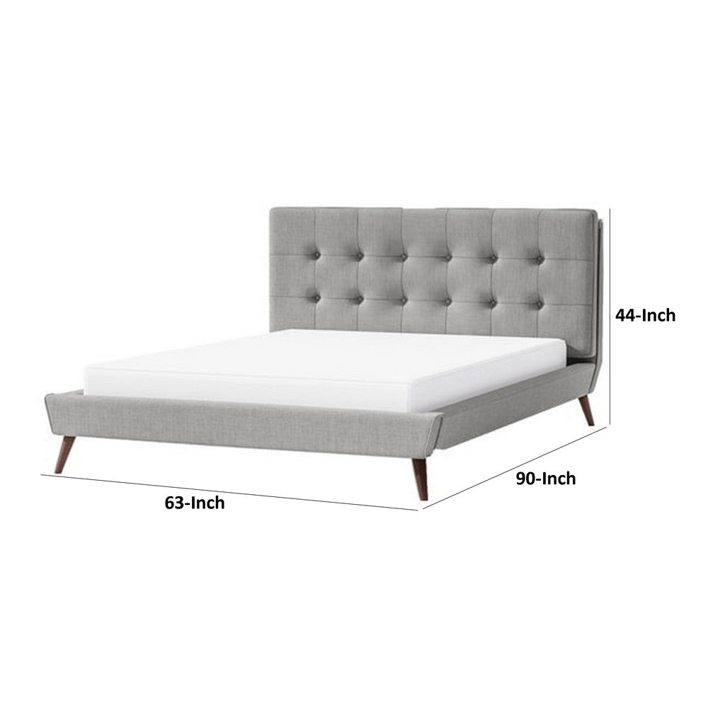 Levy Full Size Bed, Button Tufted Headboard, Modern Gray Upholstery - BM342370