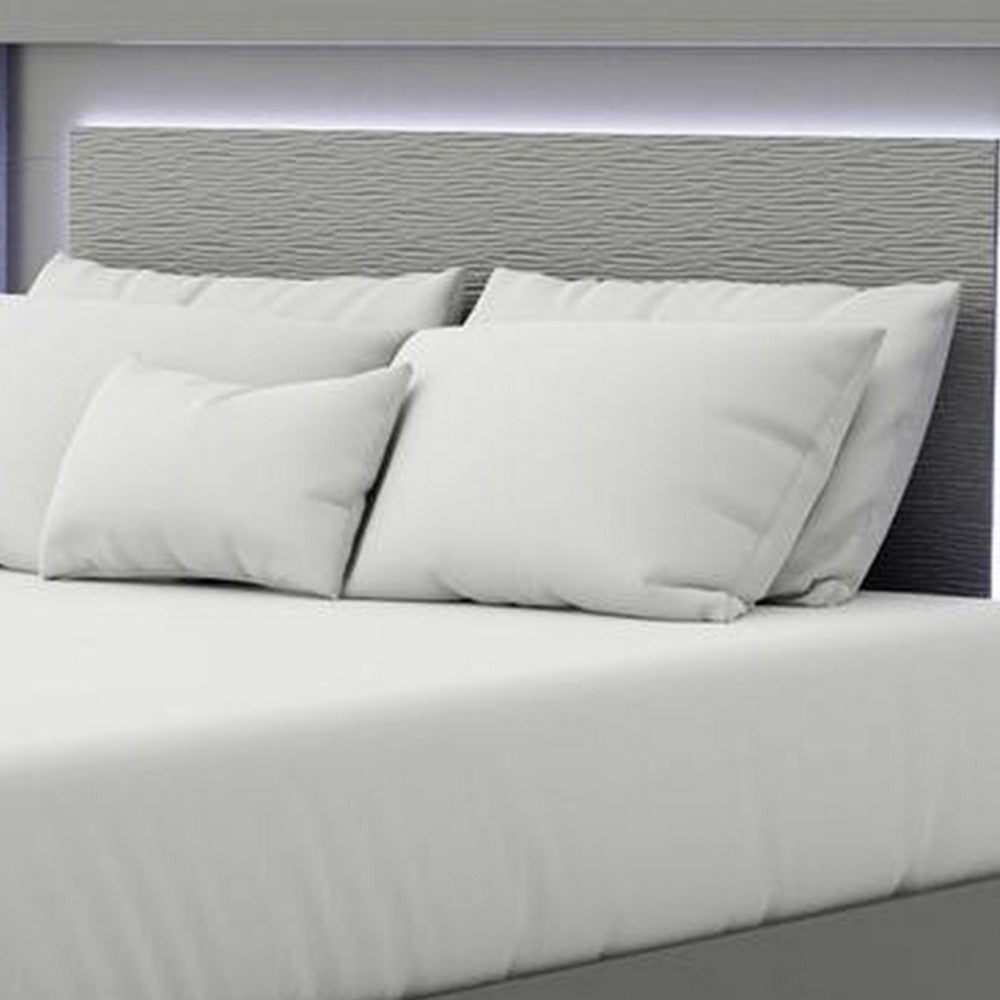 Aliso Full Size Bed, LED Panel Headboard, Modern Metallic Gray - BM342376