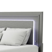 Aliso Full Size Bed, LED Panel Headboard, Modern Metallic Gray - BM342376
