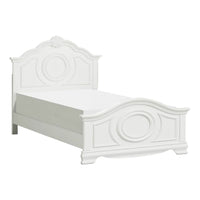 Aleci Twin Size Bed, Crown Molding and Bell-Shaped Design, White - BM342378