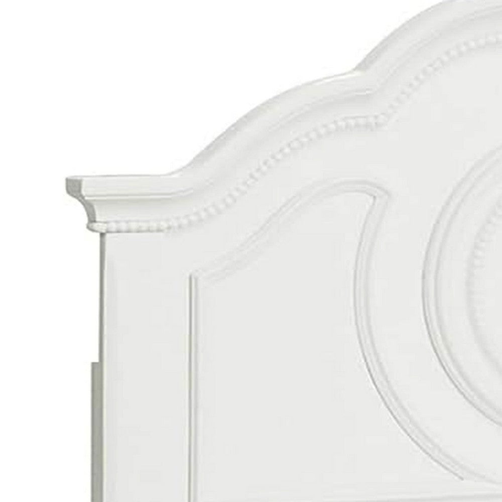 Aleci Twin Size Bed, Crown Molding and Bell-Shaped Design, White - BM342378