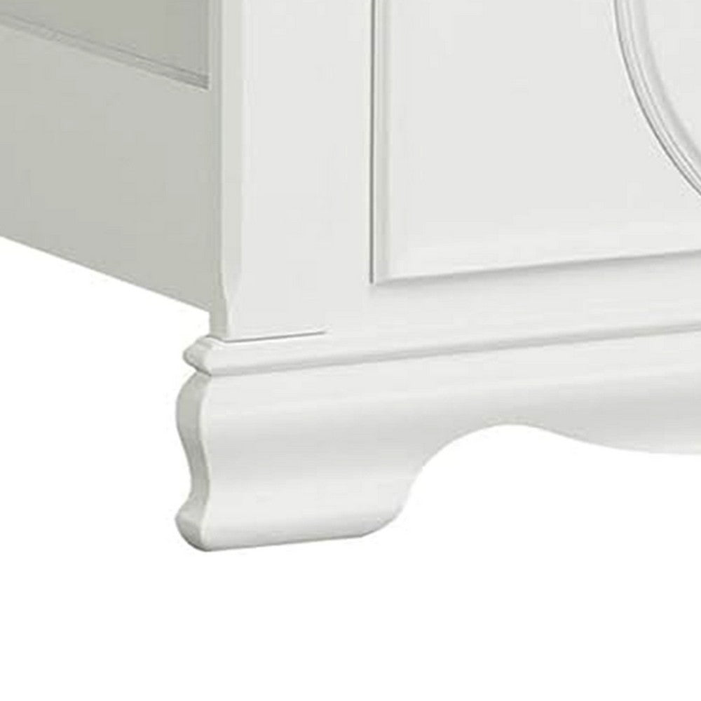 Aleci Twin Size Bed, Crown Molding and Bell-Shaped Design, White - BM342378
