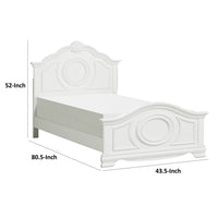 Aleci Twin Size Bed, Crown Molding and Bell-Shaped Design, White - BM342378