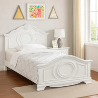 Aleci Twin Size Bed, Crown Molding and Bell-Shaped Design, White - BM342378