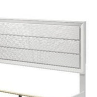 Tory California King Size Bed, Wave Texture and Mitered Corners, White - BM342381