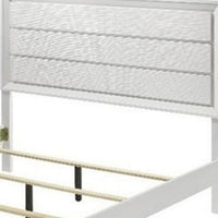 Tory King Size Bed, Wave Texture and Mitered Corners, Modern White - BM342382
