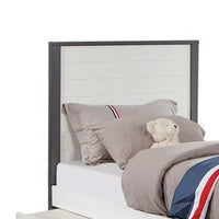 Akira Twin Size Bed with Storage Trundle, White Gray Plank Headboard - BM342383