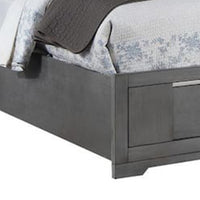 Levice Queen Size Bed, LED Headboard, 2 Footboard Storage Drawers, Gray - BM342385