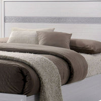 Cevy Full Size Bed, Footboard Drawers, White Wood w Glitter Accents - BM342390